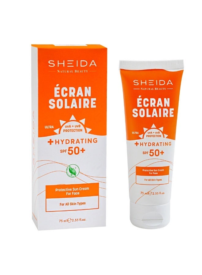 SHEIDA ECRAN SOLAIRE UVA + UVB Sun Protection Hydrating Cream |  SPF 50+ Sunscreen | Sun Block Cream -75ml - Image 1
